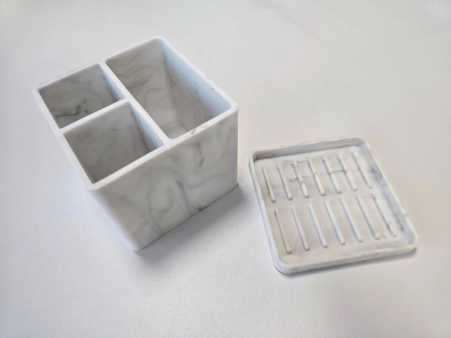 Multifunctional Desktop Storage Toothbrush Storage Box Toiletries Storage Tray Silicone Bathroom Toothbrush Holder Makeup Brush