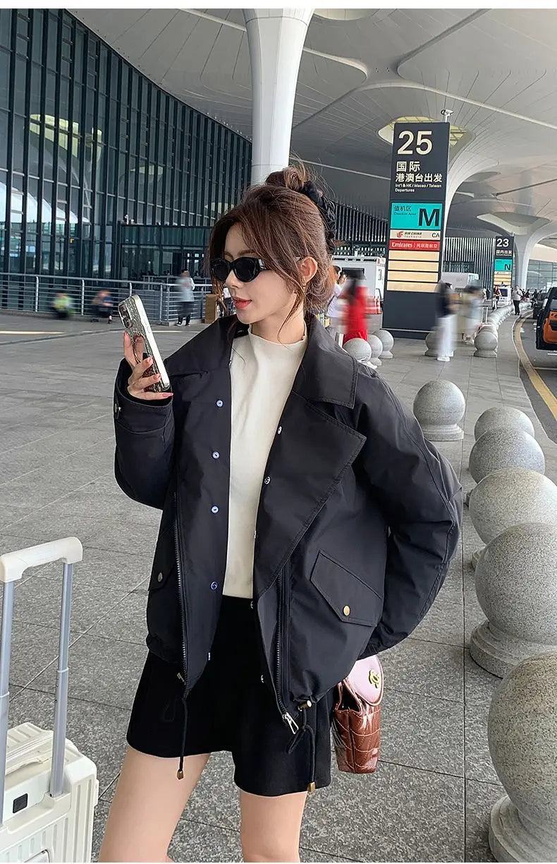 Autumn Winter New Style Fashionable Foreign Trade  Winter Jacket for Women  A Charming Elegant Hooded Mid-length Cotton Coat