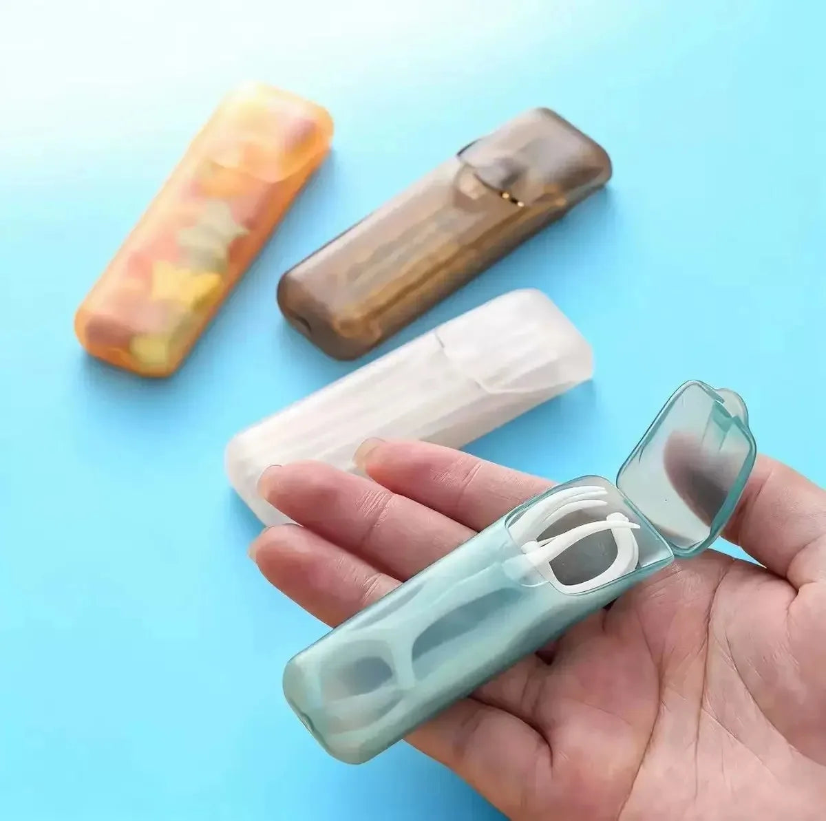 Mini Portable Storage Box with Compartments Travel Small Parts Organizer for Pill Toothpick Dental Floss Jewelry