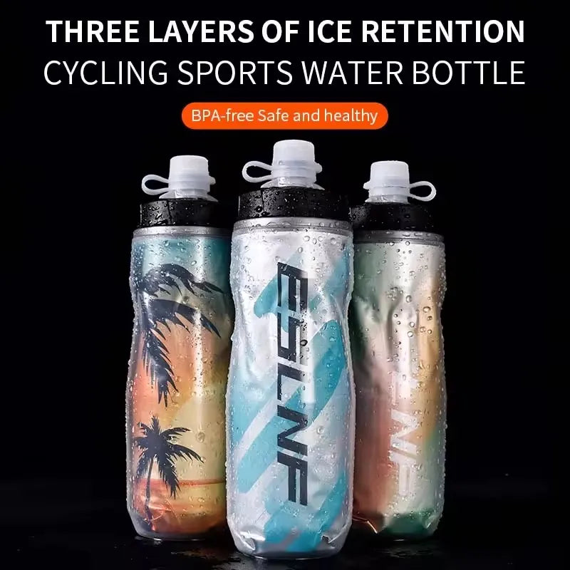 Insulated Cold Cycling Water Bottle Portable 610ml MTB Bottle Ultralight Dustproof Sports Bottle