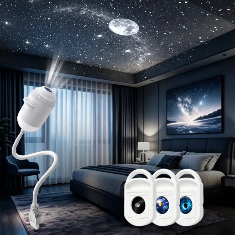 Two In One Galaxy Star Projector Light Home Background Atmosphere Light Bedroom Car Decoration Moon Night Light Festival Gifts