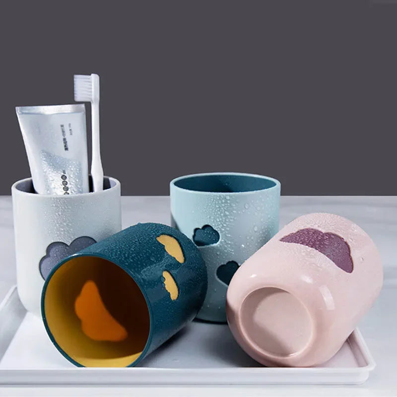 Cloud Pattern Toothbrush Cup Big Mouth Couples Cups Plastic Wash Tooth Mug Bathroom Supplies Household Daily Tools