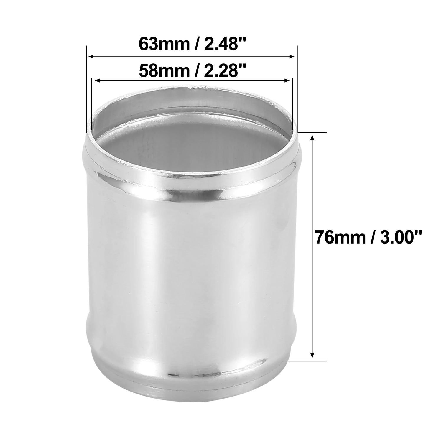 UXCELL 76mm Length Intercooler Pipe Aluminum Alloy Hose Joint Pipe Set with 2 Clamps OD 16mm-102mm 0 Degree Straight