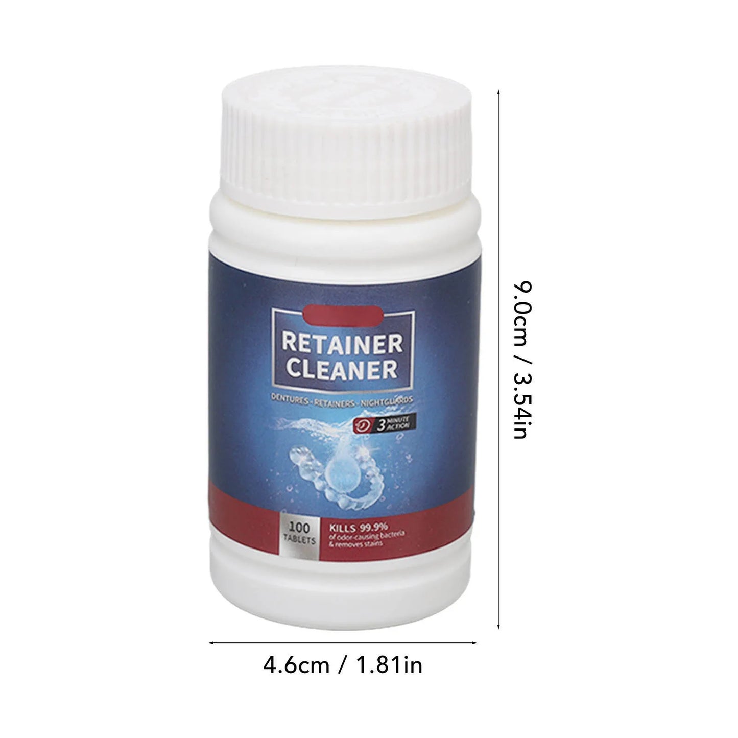 100PCS Denture Cleaning Tablets Removes Odor Oral Cleaning Retainer Cleaner for Aligner Mouth Night Guard