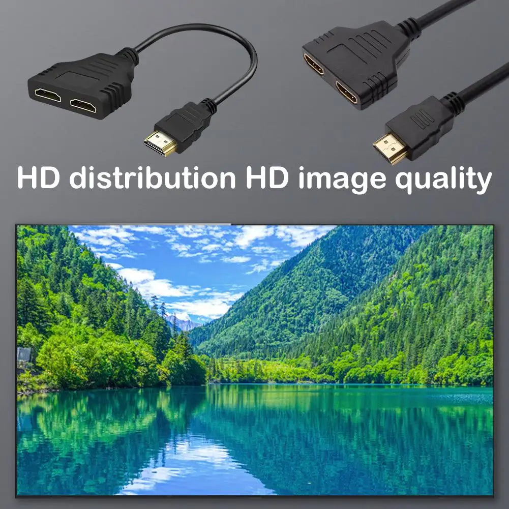 4K Computer Monitor HD Cable HDMI One In Two 30cm HD 1080P HDMI Splitter, One Input To Two Output Adapter Cable HDMI-compatible