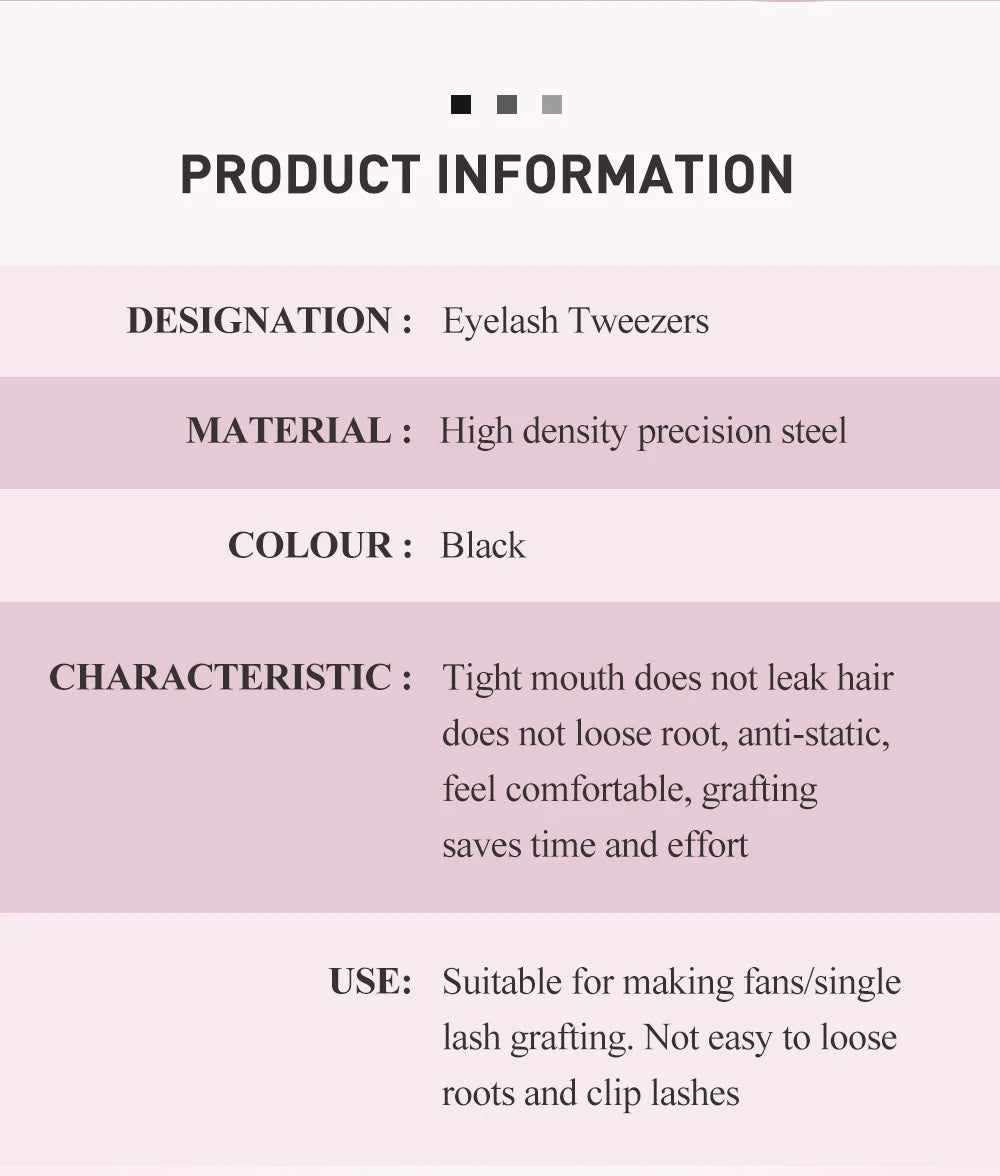 SAKURAHANA High-end Eyelash Tweezers Black Fiber Tip For Lash Extensions Mega Volume Mink Lashes Tool Straight Head Curved Tip