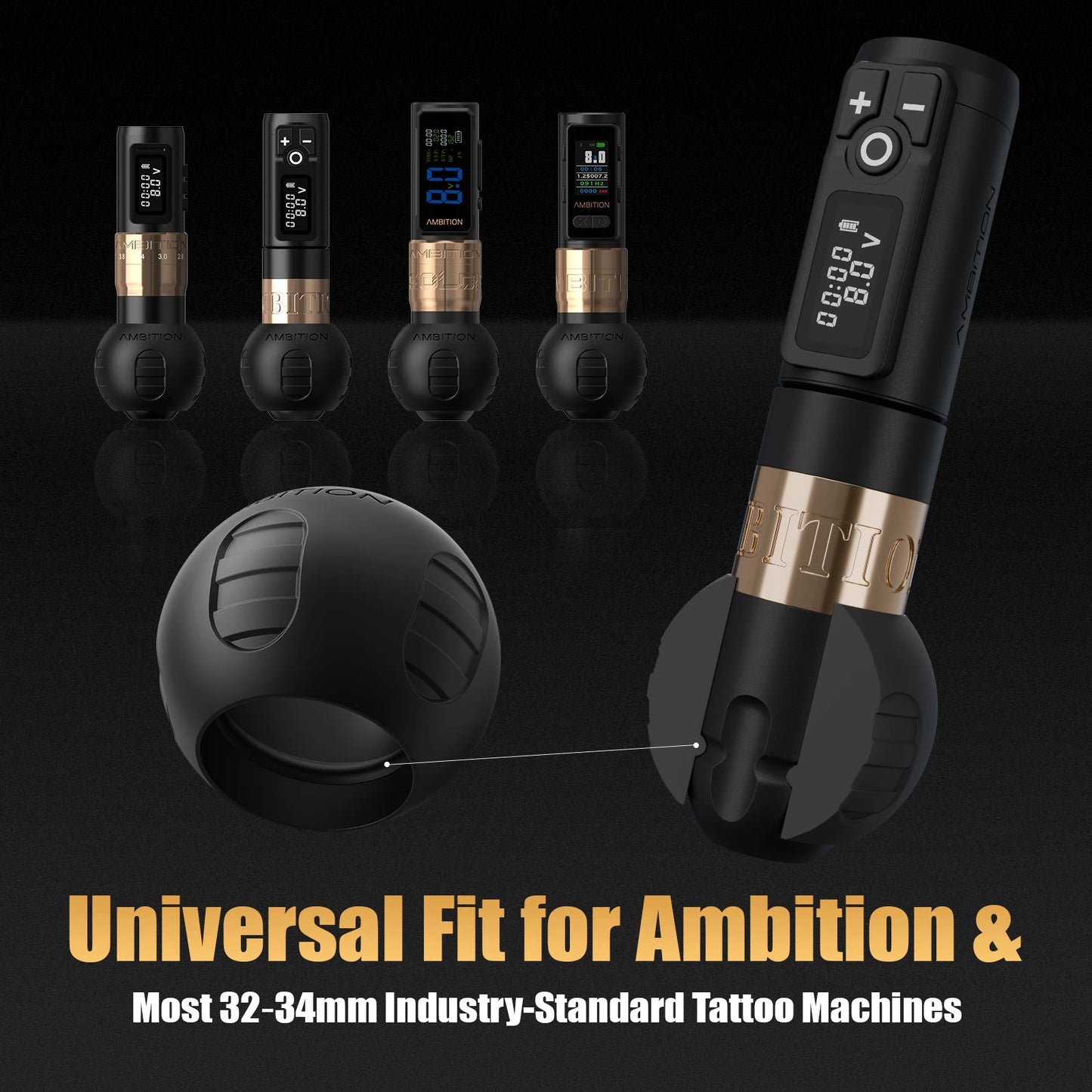 Ambition 54mm Tattoo Machine Pen Grip Cover Food Grade Silicone 200℃ High Temperature Clean for 32-34mm Size Grip Tattoo Machine