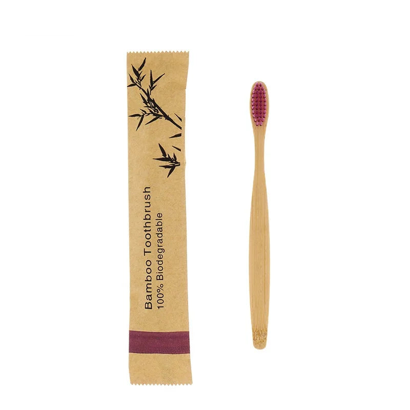 10Pcs Bamboo Toothbrush Eco Friendly Wooden Tooth Brush Soft Bristle Tip Charcoal Adults Oral Care Toothbrushes Hotel Travel