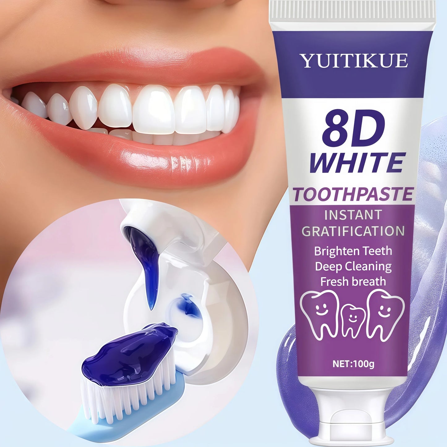Purple Toothpaste – Deep Clean, Whiten Teeth, Freshen Breath, Protect Gums, Basic Oral Care Paste