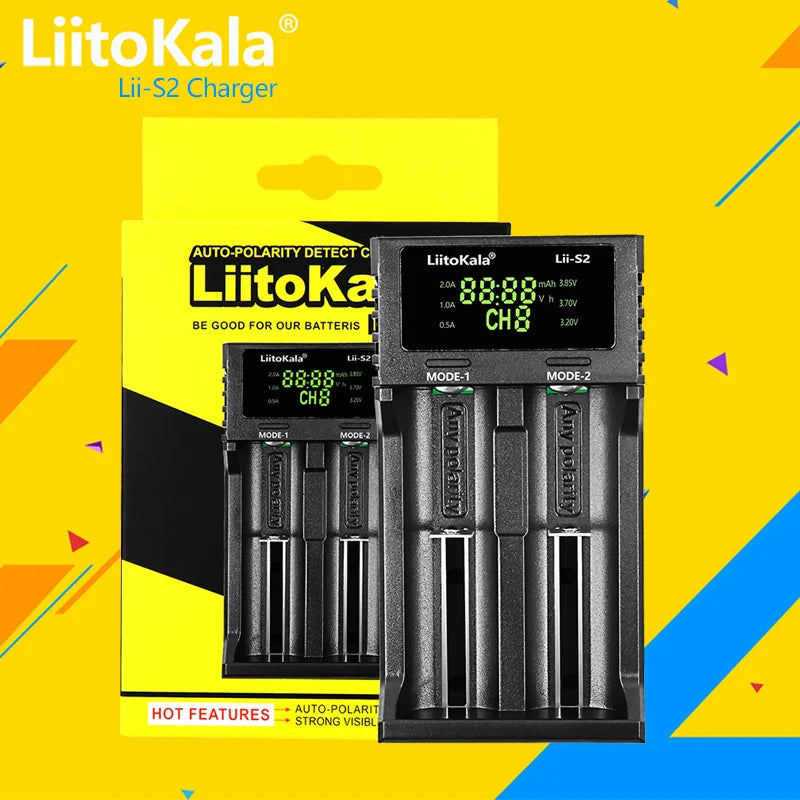 LiitoKala Lii-D4XL Lii-M4 Lii-M4S Lii-402 Lii-202 Lii-S2 3.7V/18650 18350 26650 14500 16340 NiMH Lithium Battery Smart Charger
