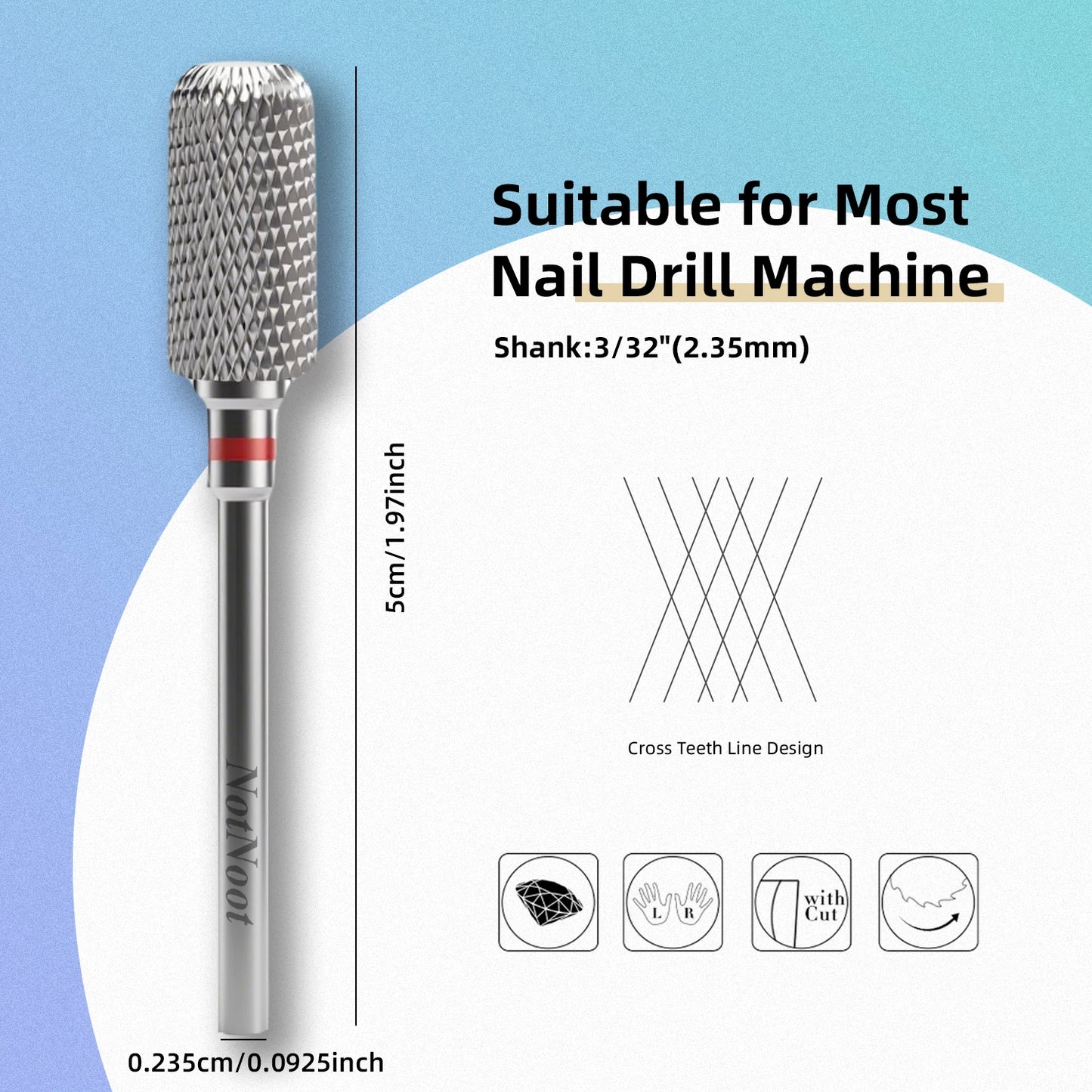 NotNoot Carbide Acrylic Nail Drill Bit Professional Efile Barrel Nail Bits 3/32" Electric File Manicure Art Polishing Remove Gel