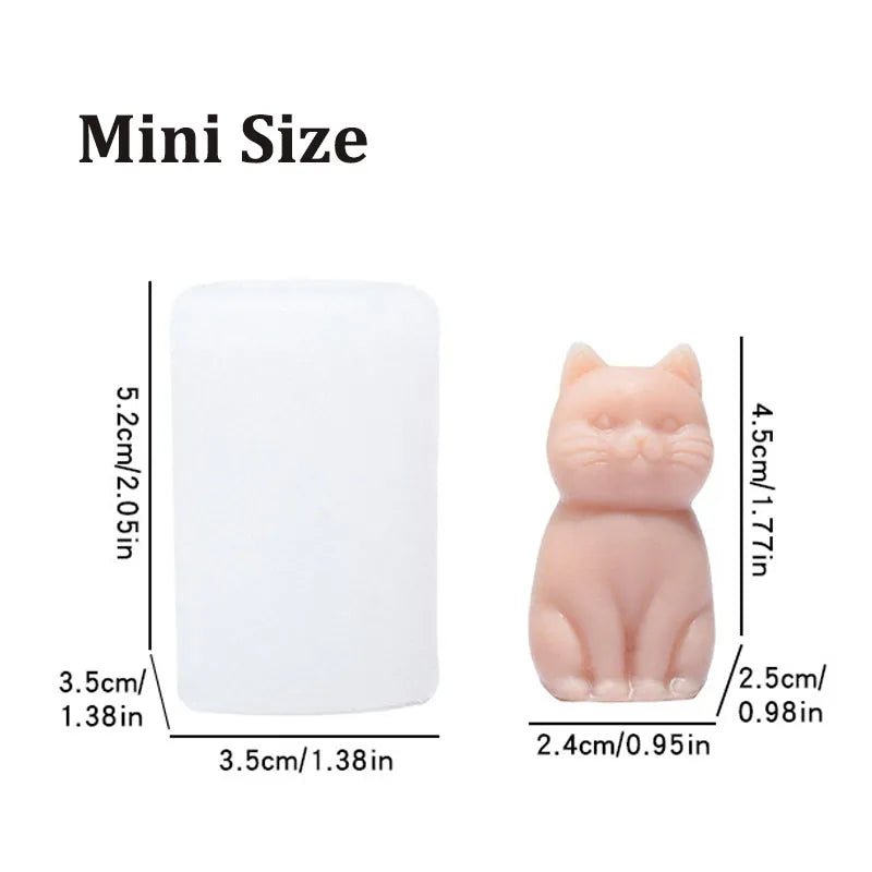 Sitting Cat Silicone Mold Handmade Soap Candle Making Supplies DIY Kitten Candle Soap Plaster Crafts Resin Concrete Mold