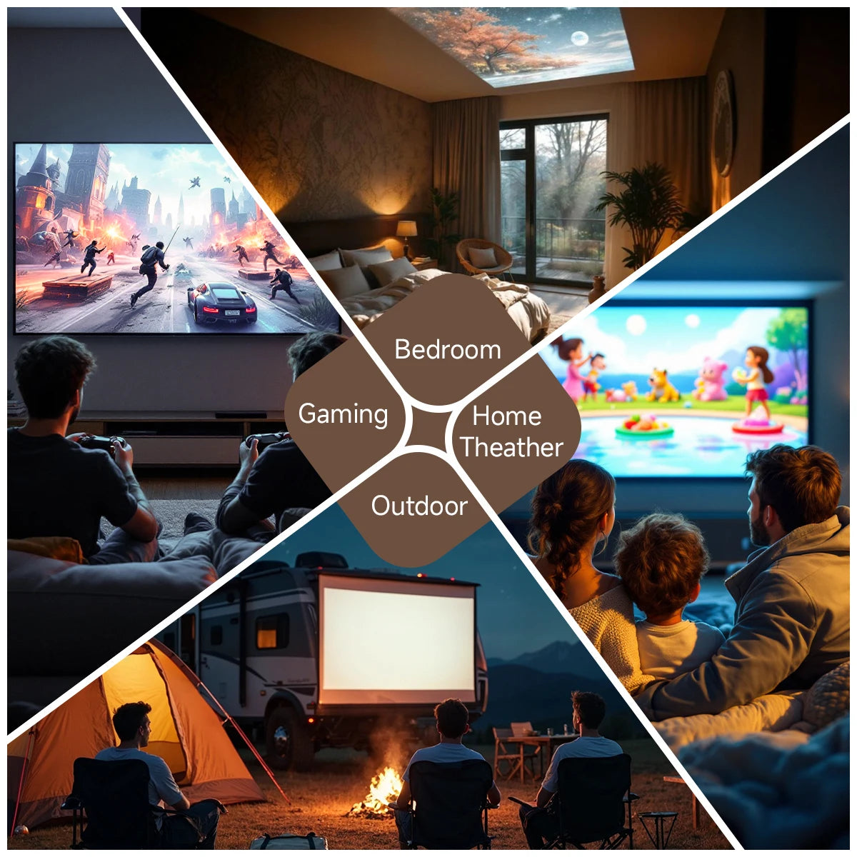 Magcubic L018 650ANSI 1080P Native Projector, 360° Rotation, Auto Focus & 6D Keystone, Android 14 WiFi6 BT5.4 8K Decoding Portable
