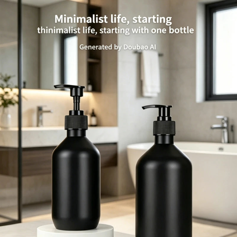 300/500ML Matte Black Liquid Soap Dispenser Refillable Shampoo Conditioner Body Lotion Container for Bathroom Supplies Hotel