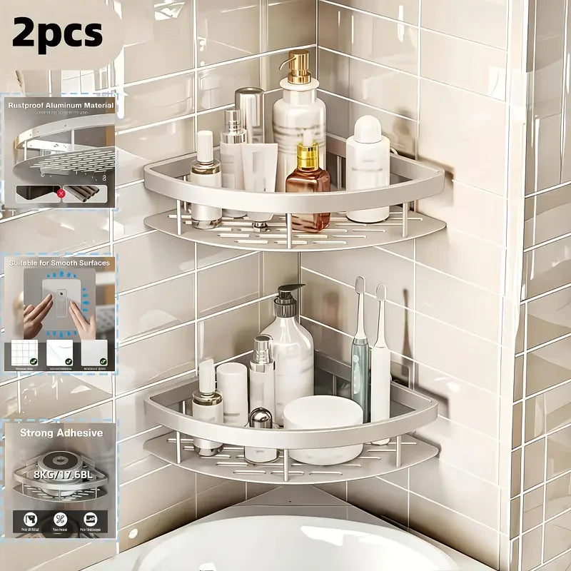 Bathroom Shelf Aluminum Alloy Shampoo Rack Makeup Storage Organizer Shower Shelf Bathroom Accessories No Drill Wall Corner Shelf