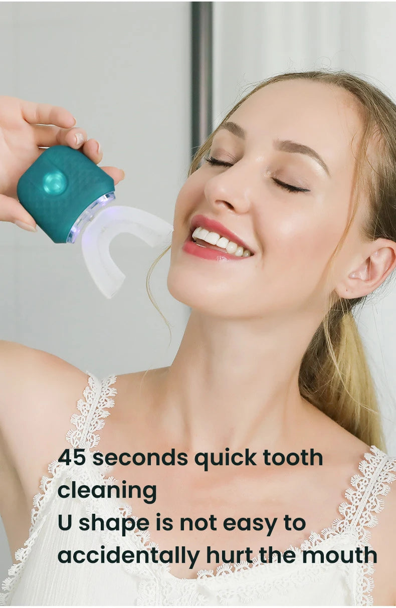 Adult U-shaped Automatic Toothbrush 360° Full Mouth Whitening Wireless Charging Waterproof Brush Ultrasonic Electric Toothbrush