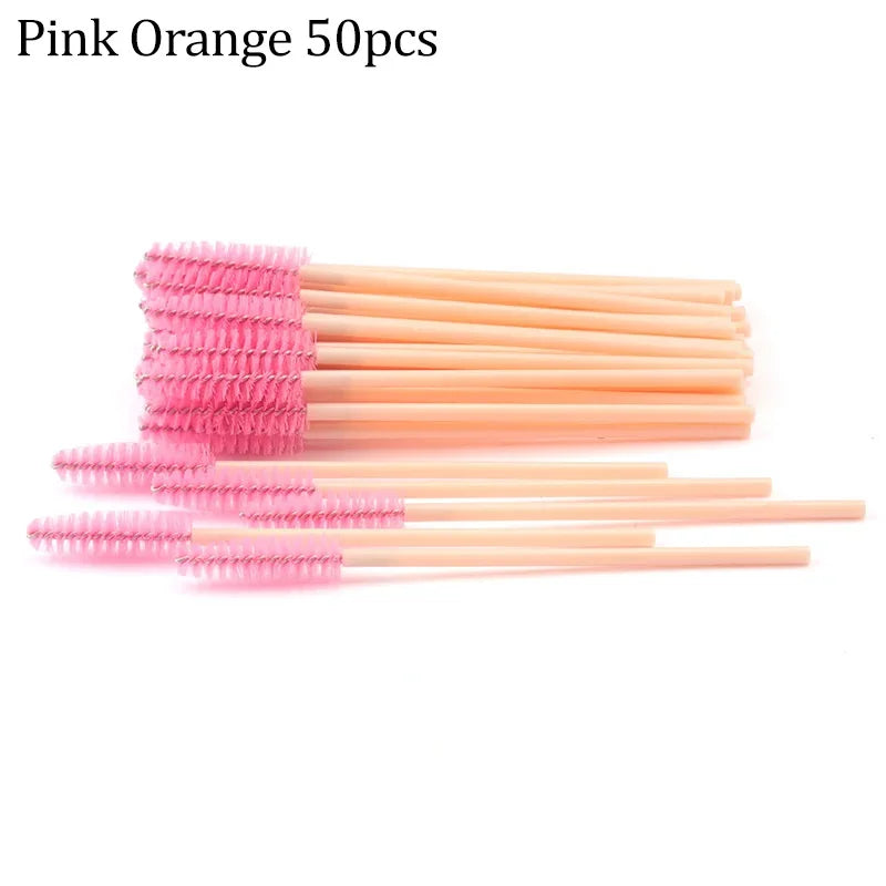 50pcs Eyelash Brushes Reusable Mascara Wands Applicator Spoolers for False EyeLashes Extension Women Lashes Cosmetic Supplies