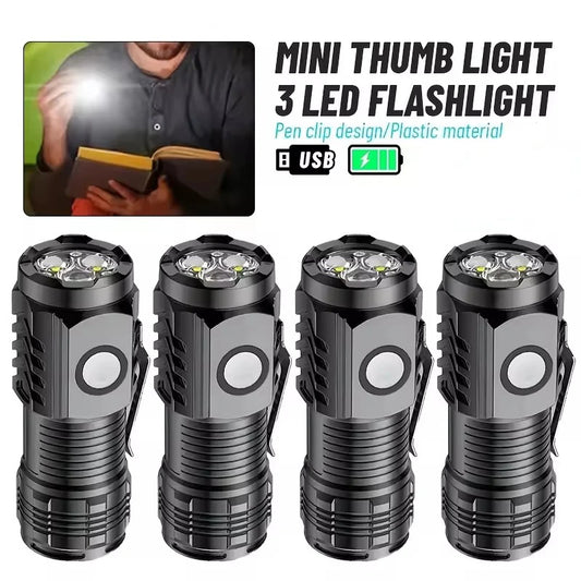 1/4 PCS Rechargeable LED Pen Clip Mini Flashlights 5 Modes Handheld Flashlight Portable Torch for Nigh Work Emergency Camping