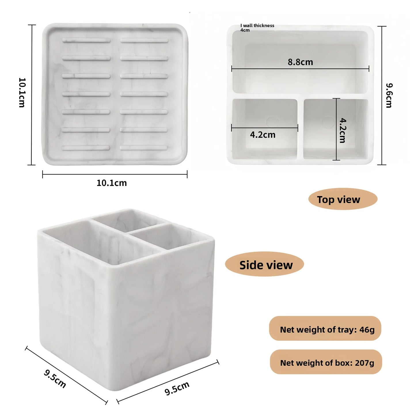 Multifunctional Desktop Storage Toothbrush Storage Box Toiletries Storage Tray Silicone Bathroom Toothbrush Holder Makeup Brush