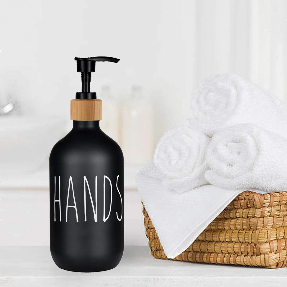 Matte Black Soap Dispenser Bottle Hand Soap Dish Liquid Container Refillable Empty Bottle Printed Kitchen Sink Soap Pump Bottle