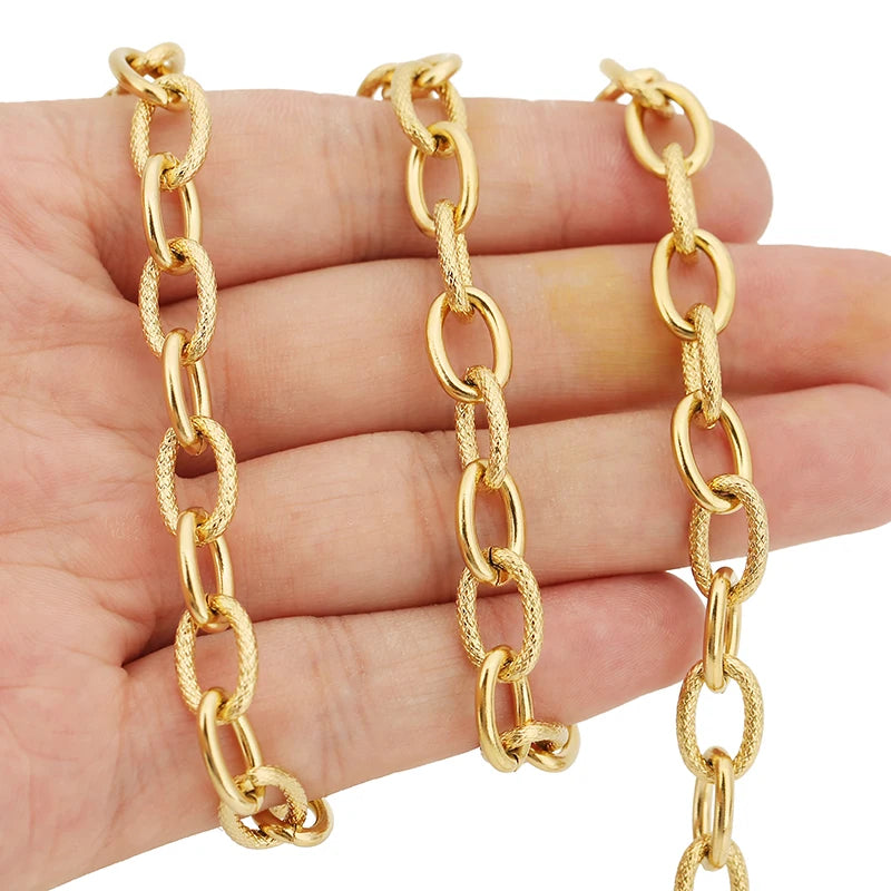 1 Meter Stainless Steel Large Heavy Chunky Hip Hop Punk Link Gold Color Chains DIY Jewelry Materials Handmade Necklace Bracelets