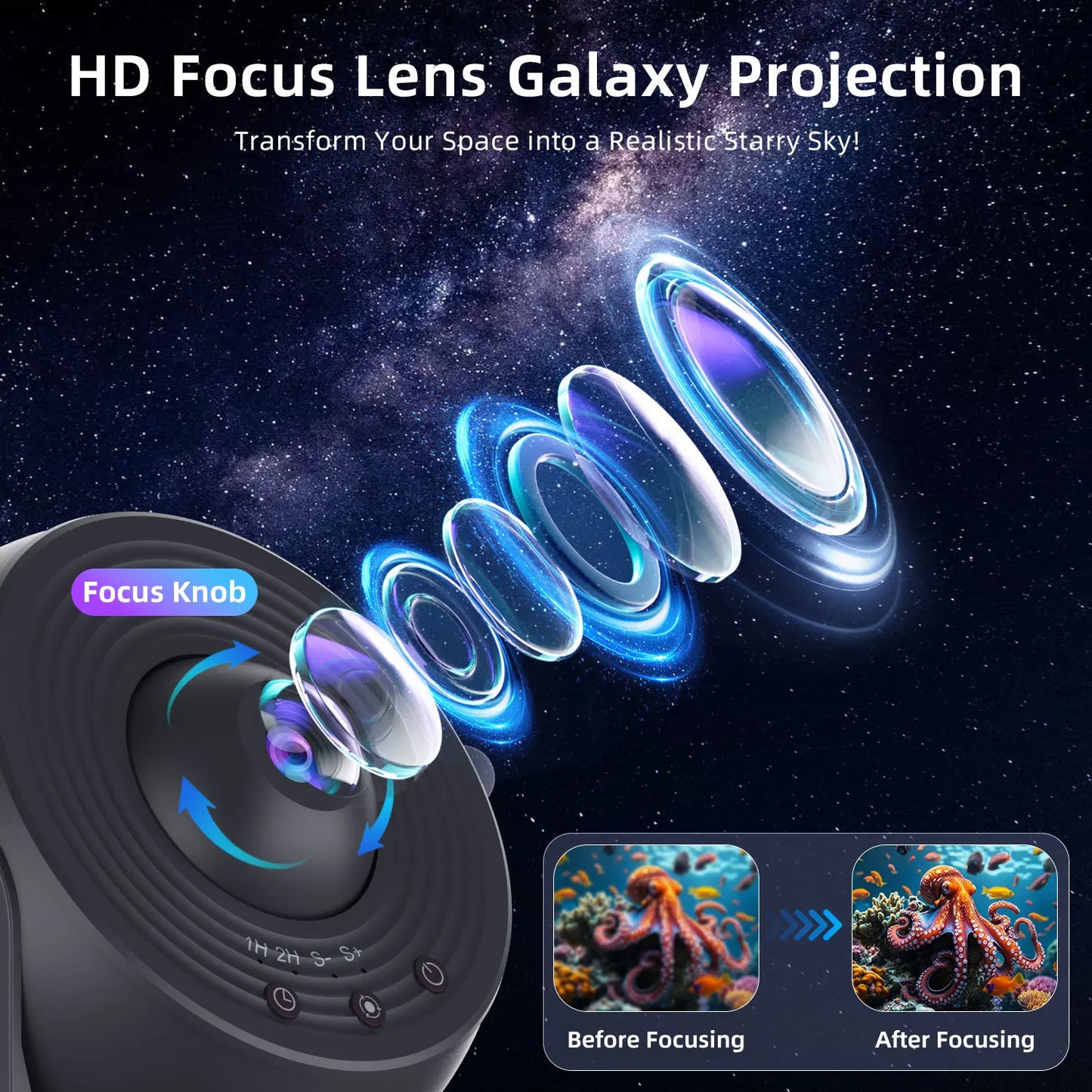 Ocean Starry Sky Projector Night Light 12 in 1 Animal Ocean Projector 360° Rotating Star Galaxy Projector Room Decoration