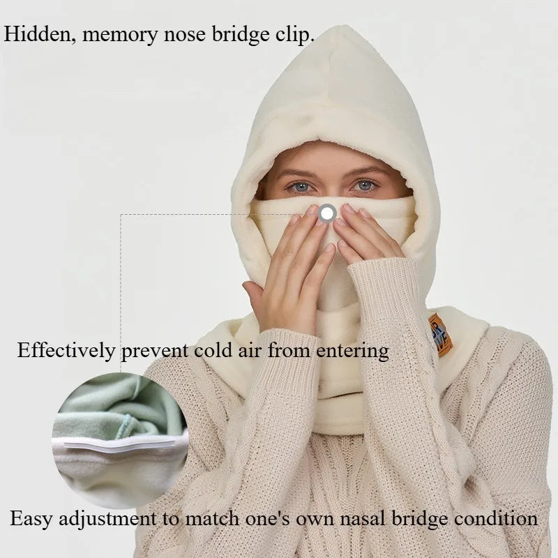 Winter Warm Hat with Mask and Neck Warmer 3-in-1 Windproof Balaclava for Men and Women Masked Hat Cycling Cold Weather Protectio