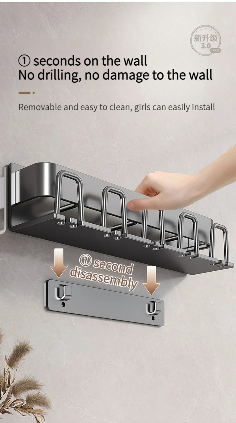 Toothbrush Holder Toothpaste Holder Electric Toothbrush Holder Space Aluminum Punch-Free Toilet Bathroom Shelf Rack