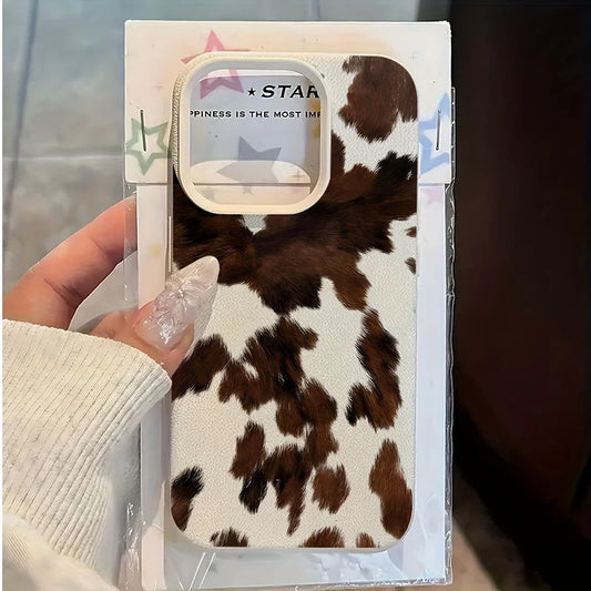 Trendy Cow Print Phone Case for iPhone 16 17 15 14 13 12 11 Pro Max, Vintage Animal Pattern Back Cover, Stylish & Unique Gift
