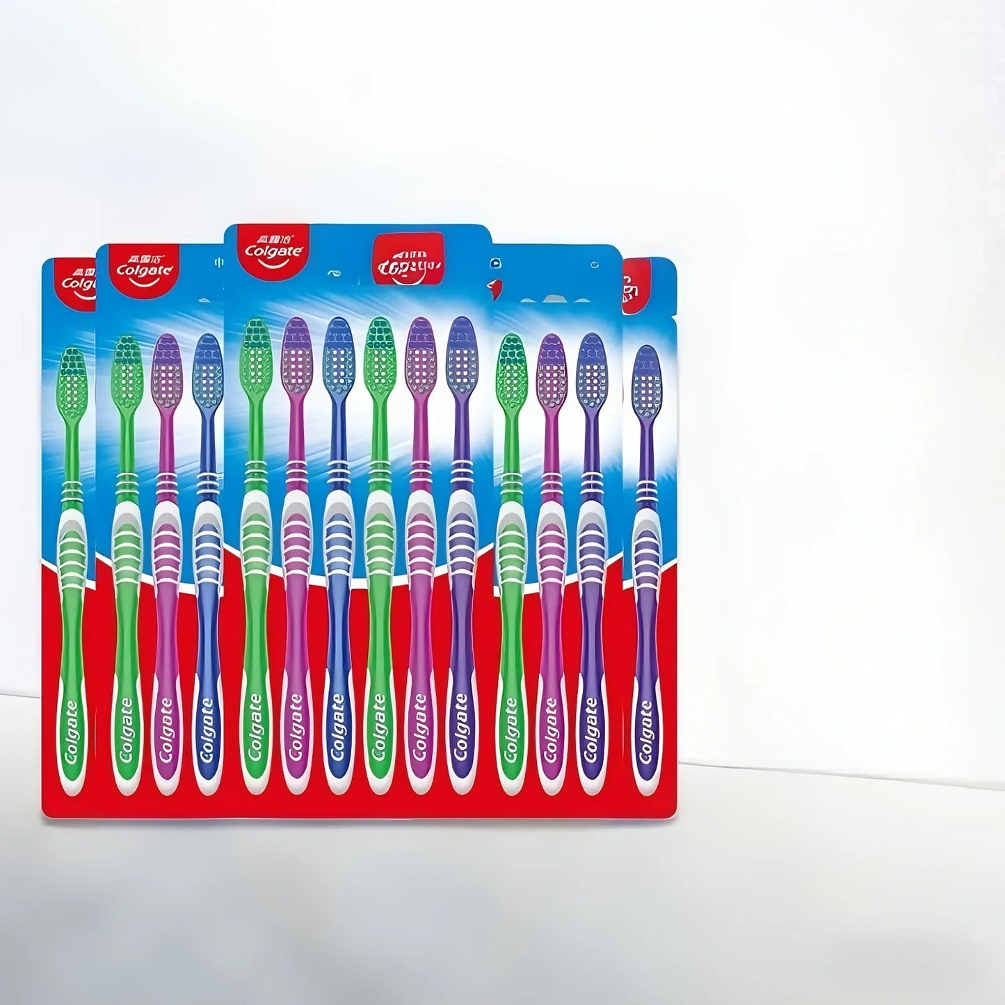 Colgate 6PCS Adult Daily Toothbrush Medium Hard Bristles Multi Purpose Household Travel Oral Cleaning Goods