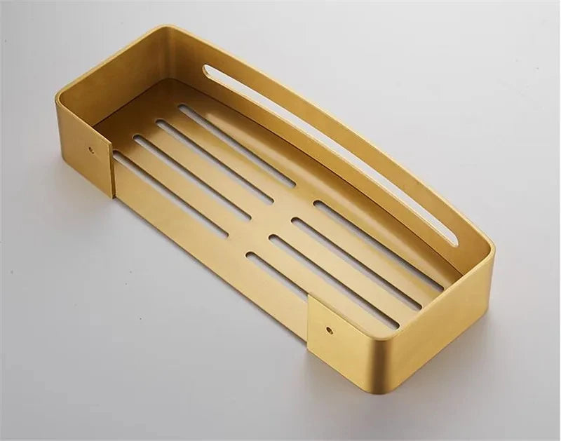 Corner Shelf Wall Mounted Bathroom Shelf Brushed Gold Aluminum Bath Shower Shelf Bath Shampoo Holder Corner shelf