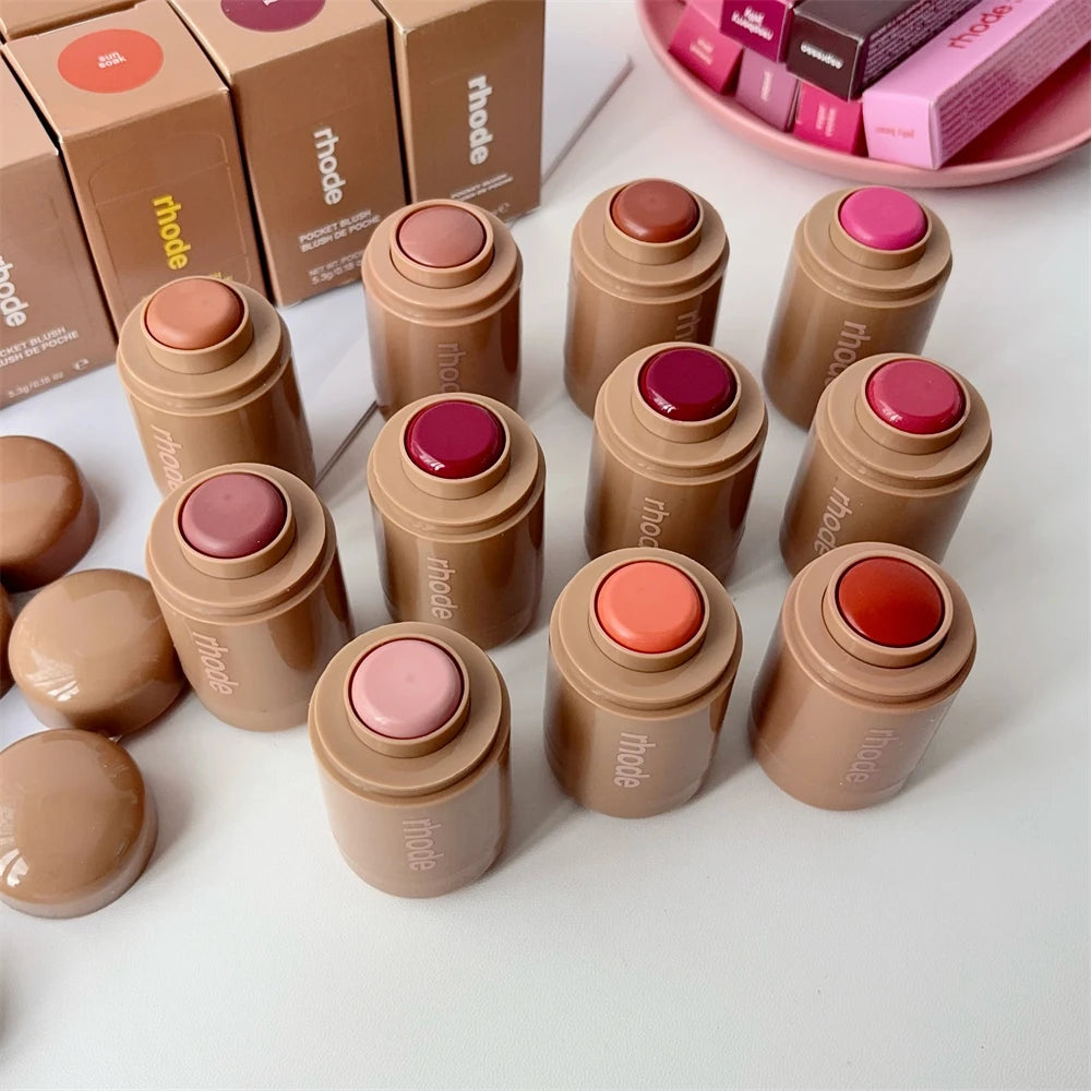 Rhode New Lip Stick Lip GlossesPocket Blush Lip Cheek Hydrating Glazing Mist Natural Rouge Powder Blush Cream Cheek Makeup Bag