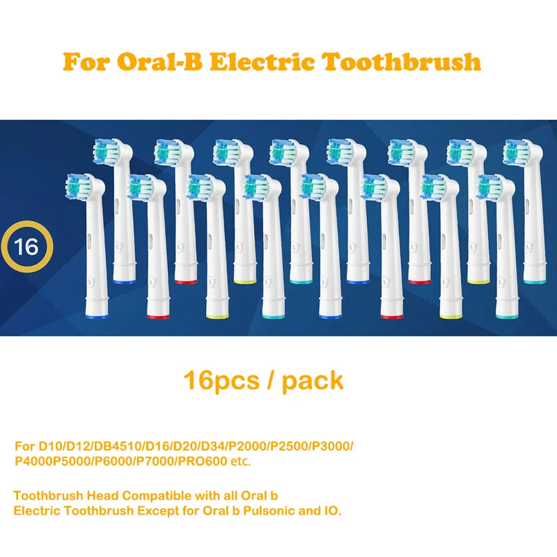 16pcs/Set For Oral-B Sonic Electric Toothbrush Replacement Brush Heads Fit Advance Power/Pro Health/Triumph/3D Excel/Vitality