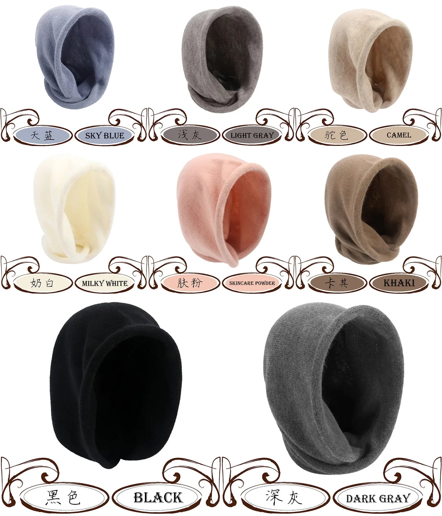 Fashion Women Winter Scarf Hat Set Knitted Cap Warm Balaclava Skullies & Beanies