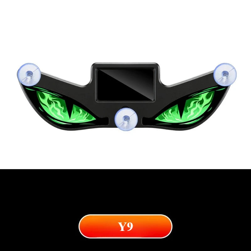 1Pc LED Dynamic Expression Neon Light, Car Solar Devil Eye Light, Rear Window Anti-Rear-End Warning Light