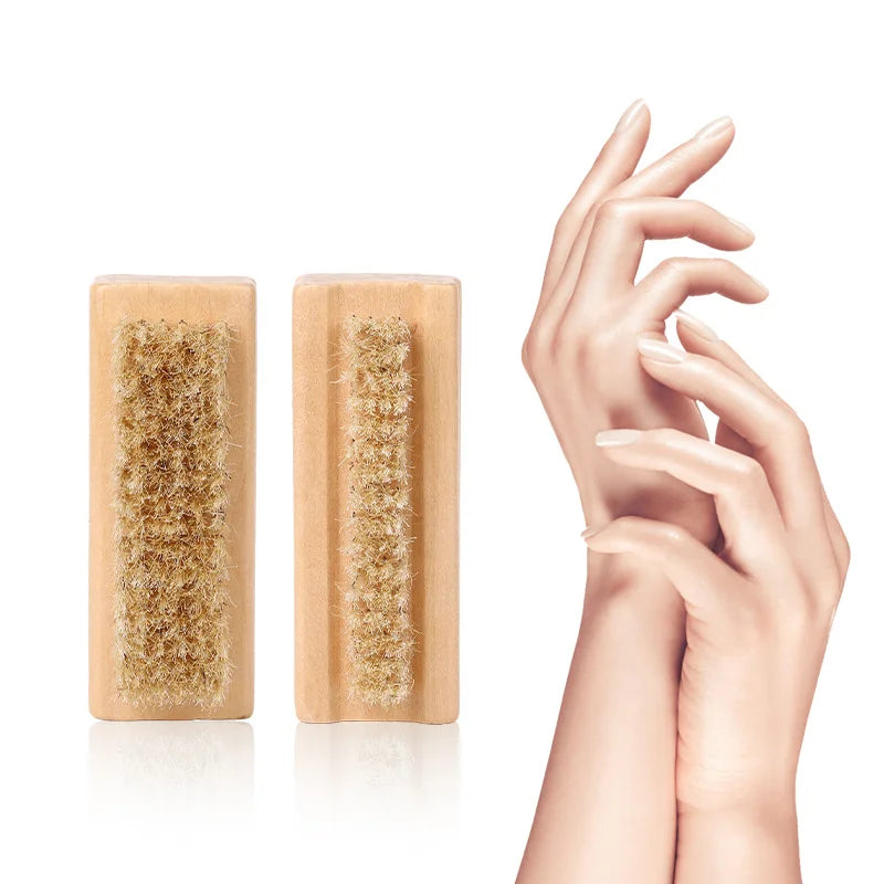 Double-sided Nail Brush Manicure Pedicure Wood Handle Soft Remove Dust Nail Cleaning Brush For Nail Care Scrubbing Tools