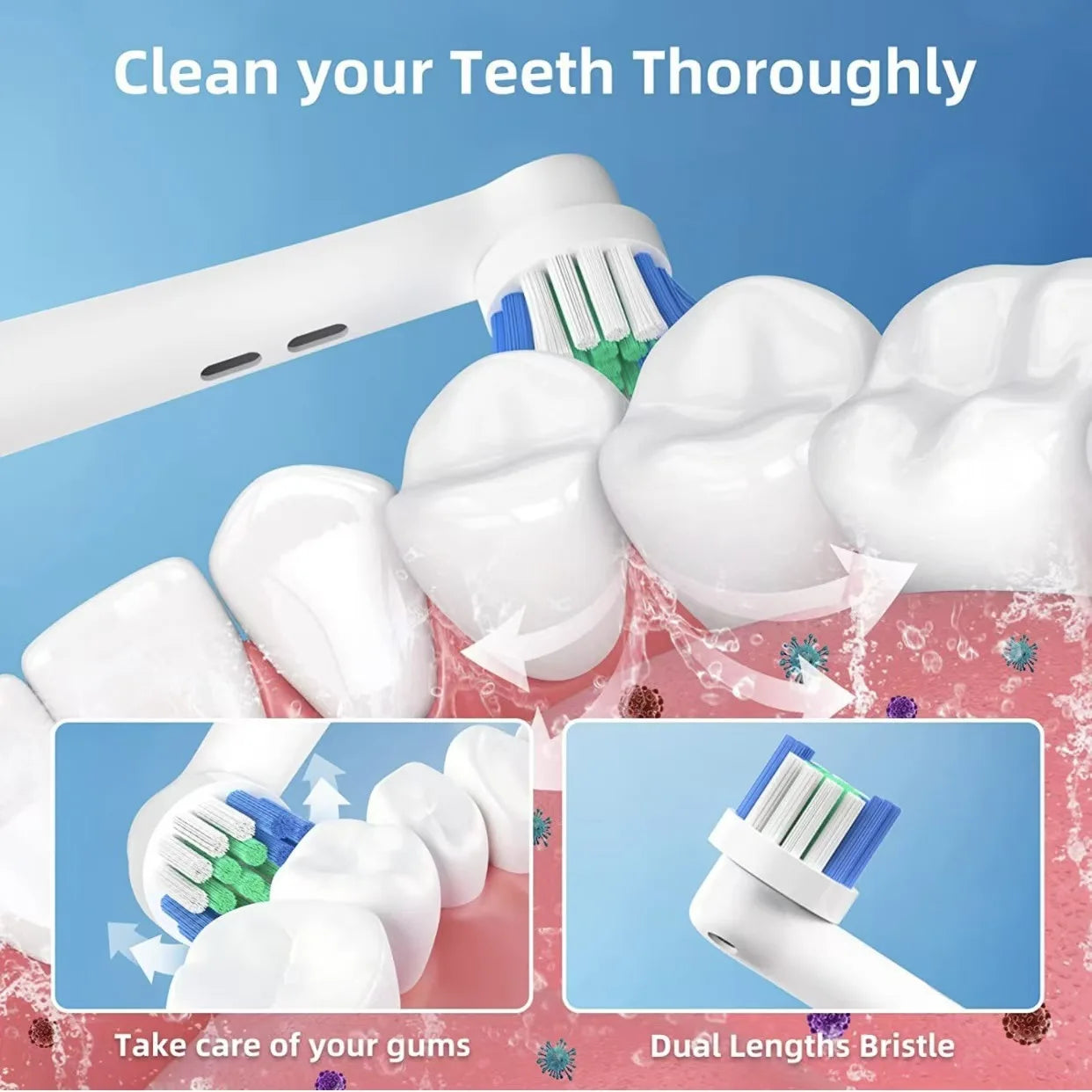 4/8/16 Pcs Electric Toothbrush Replacement Head Soft Dupont Bristle Tooth Brush Heads For Oral B Toothbrush Nozzles SB-17A