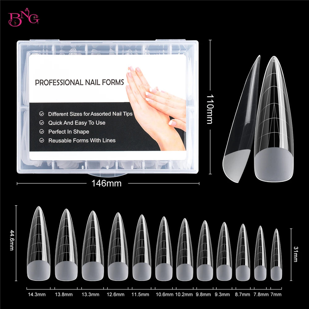 BNG Top Forms for Nails Dual Forms Nails Forms for Extension Full Cover Quick Building Gel Mold Tips Poly Nail Gel Mold