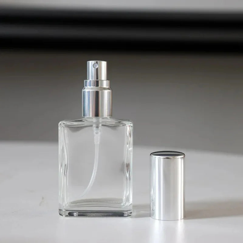 15ml Flat Square Refillable Perfume Cosmetic Water Spray Bottle, Portable Sample Skincare Water Beauty Empty Bottle, Transparent