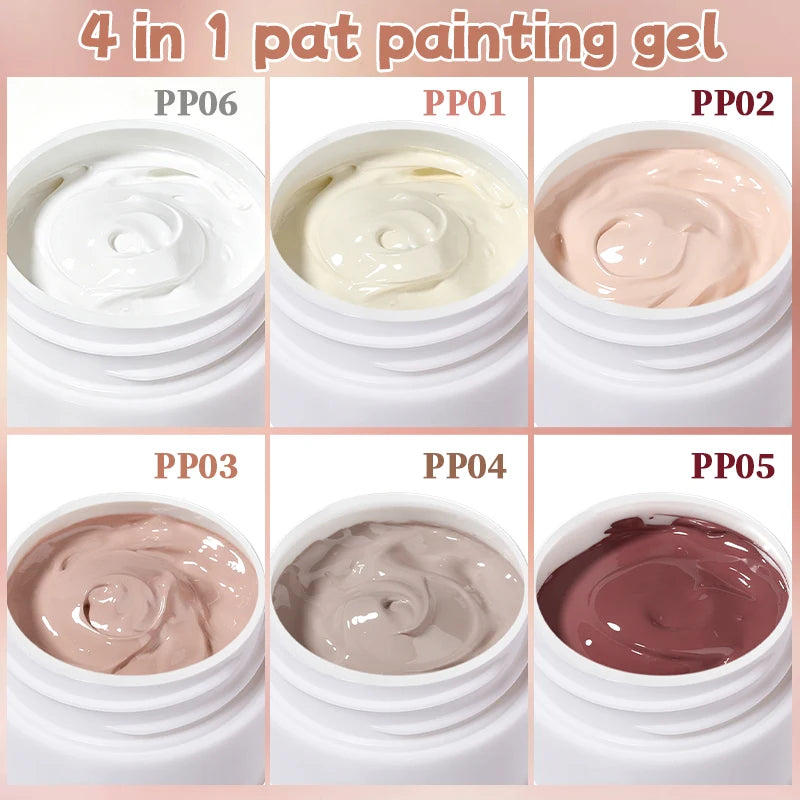 UR SUGAR 1/2Pcs White Pat Painting Gel Nail Polish 4 In 1 Gradient French Cover Edge Lines Nail Stamping Pattern Nail Diy Pattin