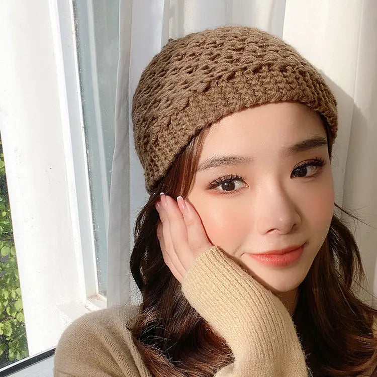 Autumn and Winter New Knitted Wool Headgear Women's Warm Ear Protectors Wool Cap Wide Headband Headband Hair Accessories