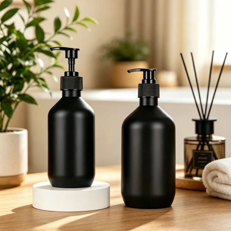 300/500ML Matte Black Liquid Soap Dispenser Refillable Shampoo Conditioner Body Lotion Container for Bathroom Supplies Hotel