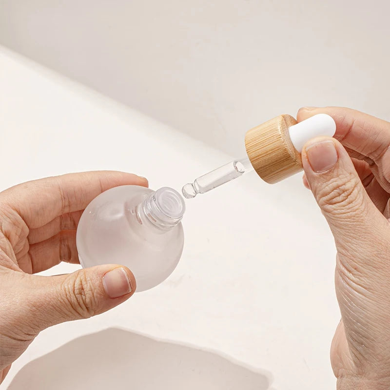 20/30ml Ball-Shape Dropper Glass Bottle Spherical Refill Metal Cap Essence Massage Oils Serum Aromatherapy Liquid for Pipette