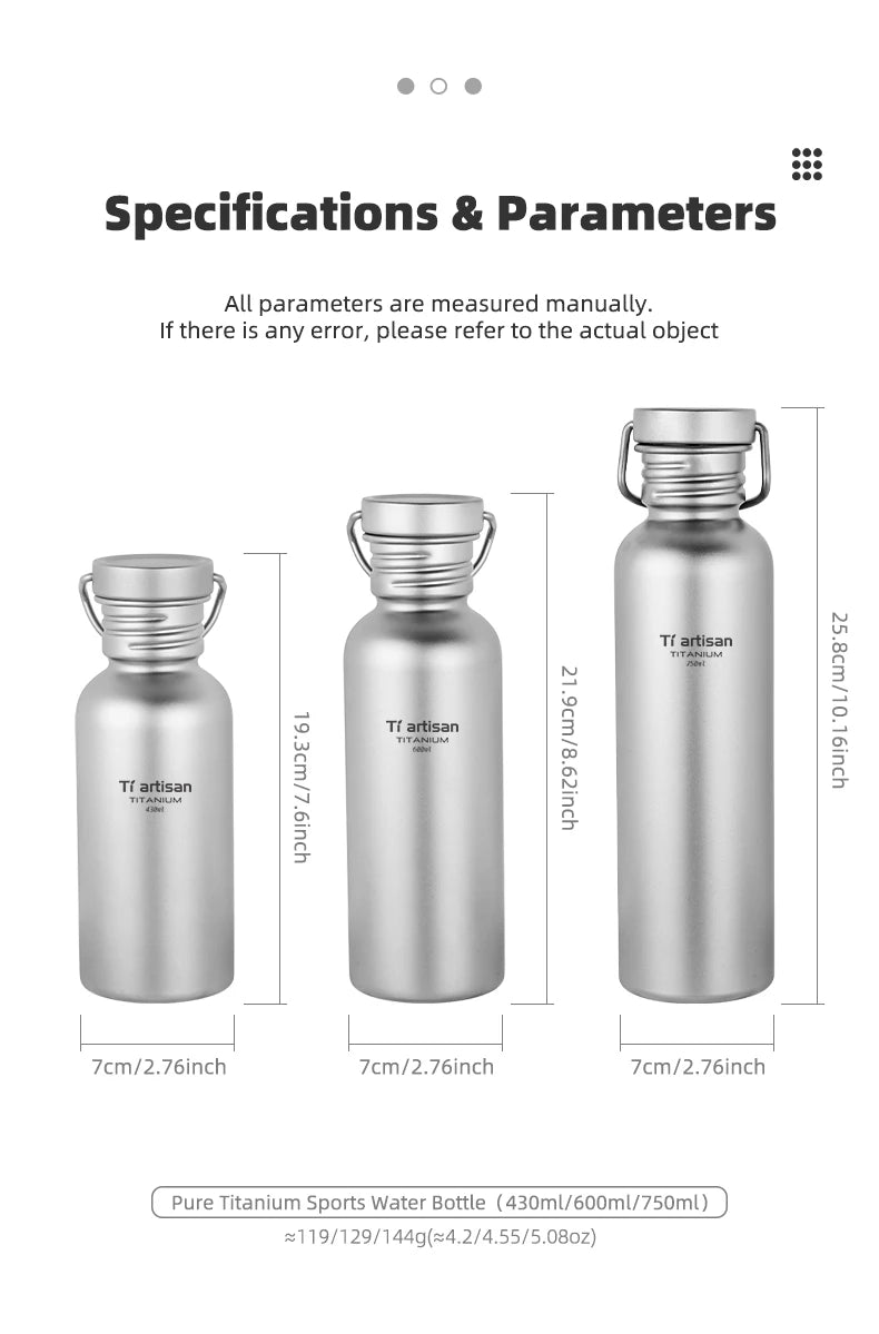 Tiartisan Titanium Ultralight Cycling Water Bottle Outdoor Hiking Climbing Drinking Bottle Reusable Wide Mouth Sports Bottle