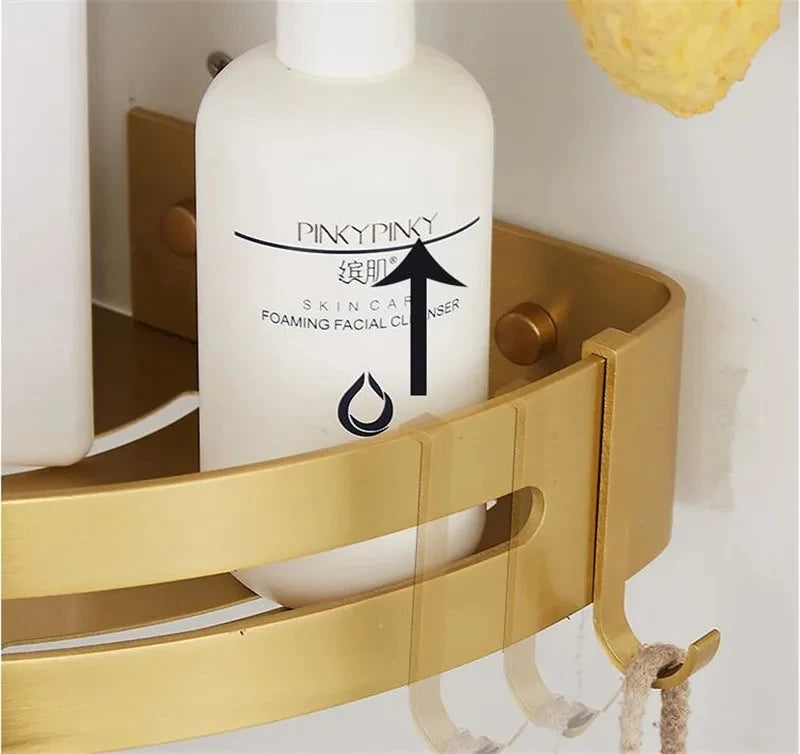 Corner Shelf Wall Mounted Bathroom Shelf Brushed Gold Aluminum Bath Shower Shelf Bath Shampoo Holder Corner shelf