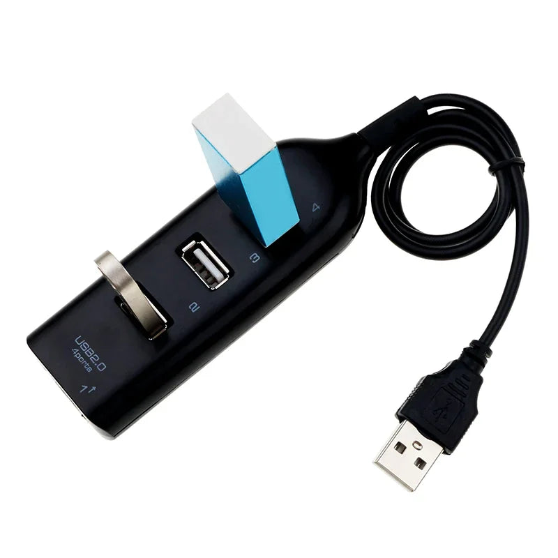 Mini USB 2.0 Hub 4-Port with Power Adapter, Powered USB Splitter for PC Laptop Desktop, High Speed Data Transfer 480Mbps, Plug &
