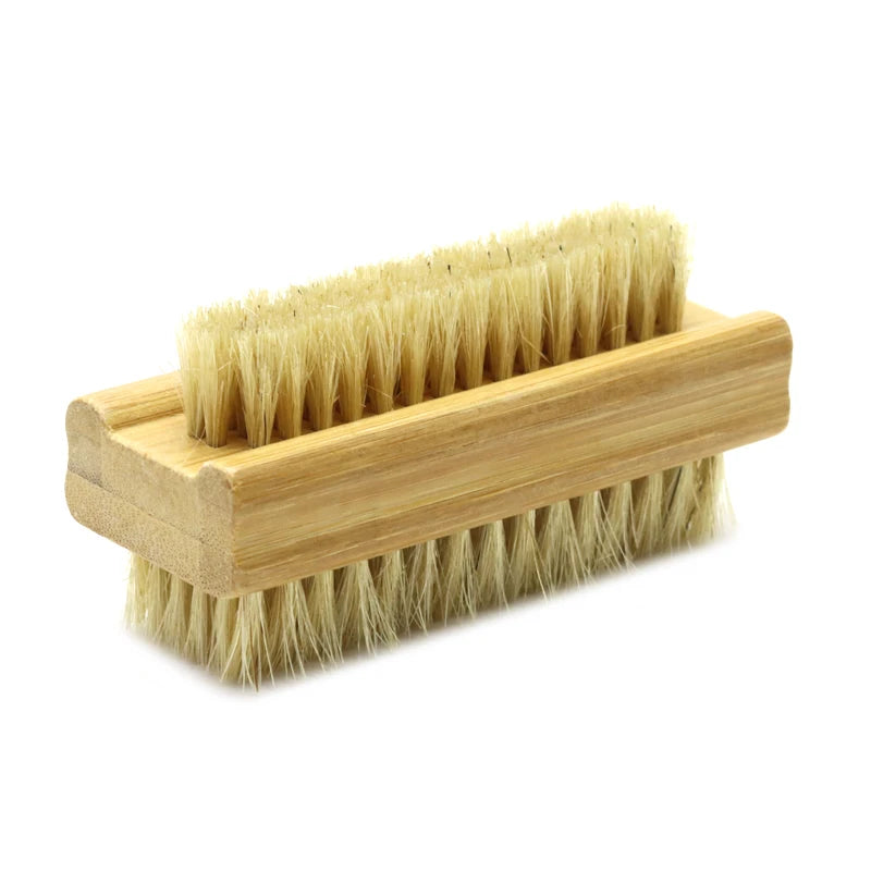 Double-sided Nail Brush Manicure Pedicure Wood Handle Soft Remove Dust Nail Cleaning Brush For Nail Care Scrubbing Tools