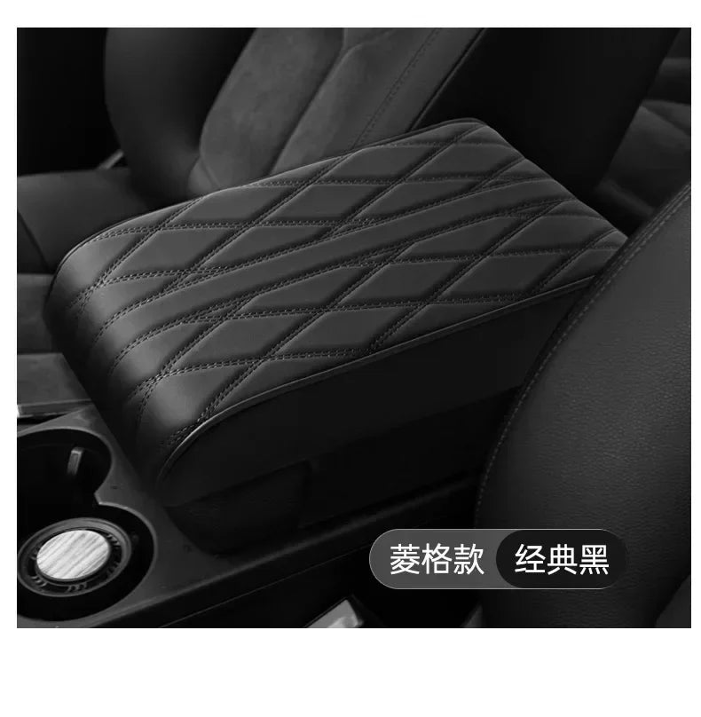 Wave Embroider PU Leather Car Armrest Mat Center Console Arm Rest Protection Cushion Auto Armrests Storage Box Cover Pad