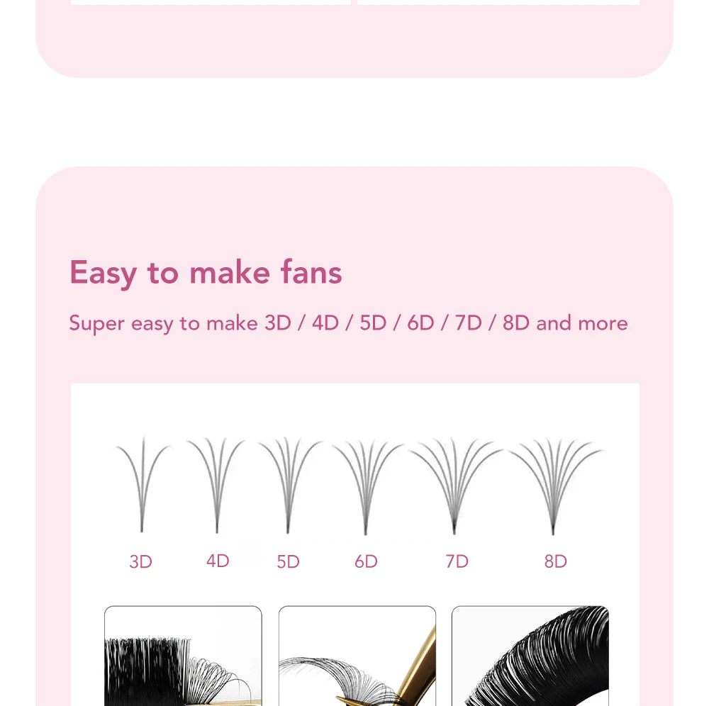 DIYDAY Easy Fan Volume Eyelash Extensions Wholesale C D Curve Easy Blooming PBT Mink Eyelashes Camellia False Lashes Supplies