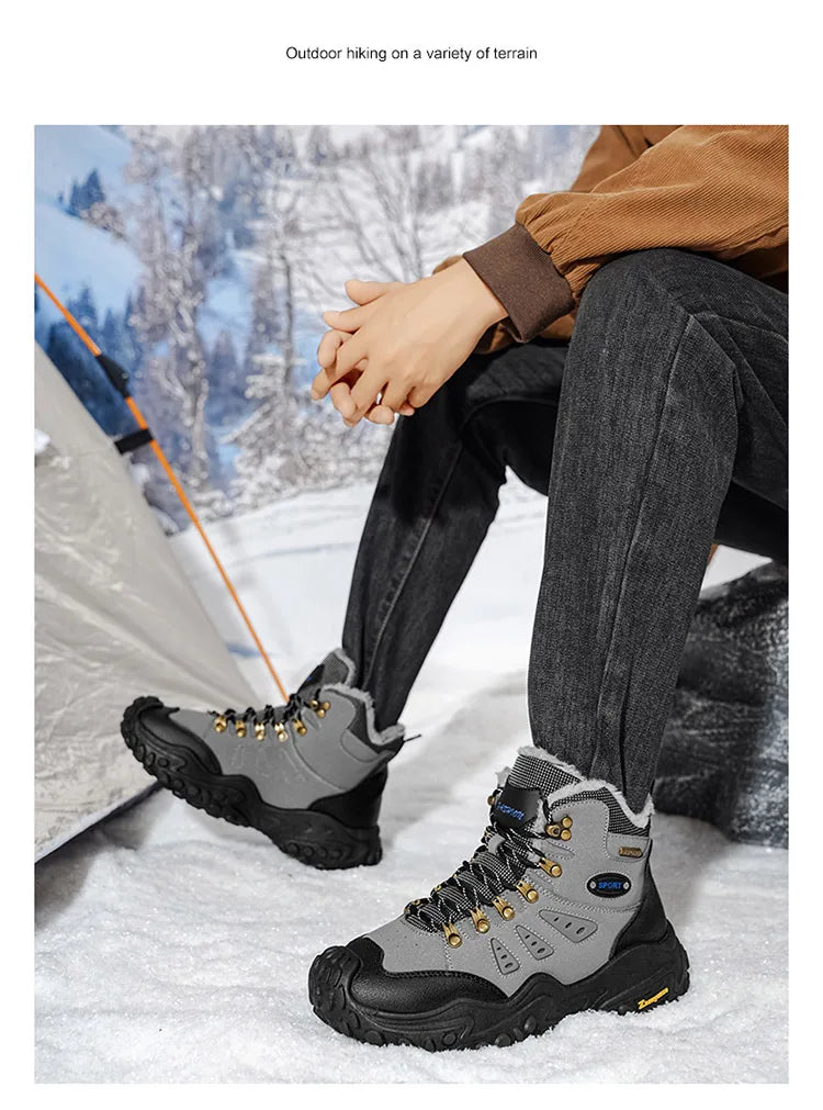 Autumn and Winter Men's Outdoor Sports and Travel Fleece-Lined Warm Snow Boots, Christmas Gifts, Birthday Gifts, Halloween Gifts